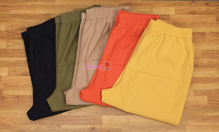 PNTL-002 กางเกงผ้าสี่ส่วนเอวยืด ผ้าคอตต้อนลินิน