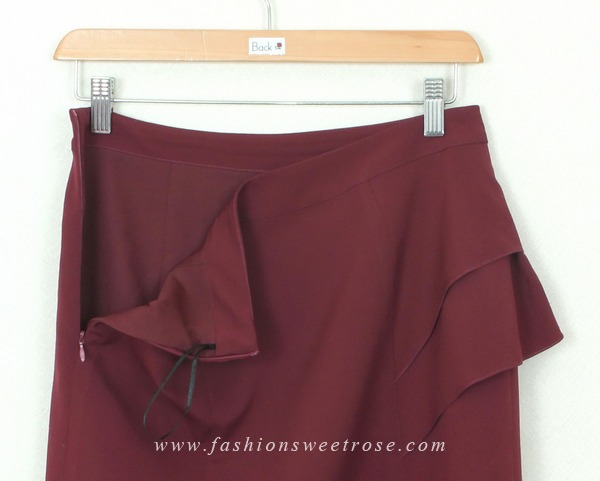 SK-296 กระโปรงแฟชั่น&ทำงาน ทรงสอบ ผ้าไหมอิตาลีสีม่วงเปลือกมังคุด