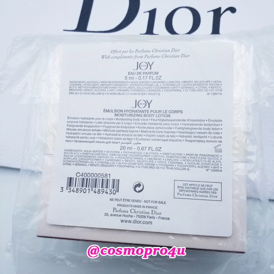 (set มินิ) ชุดน้ำหอมและโลชั่น Dior JOY EDP 5ml หัวแต้ม และ Body lotion 20ml ดิออร์จอย กล่องพิเศษ