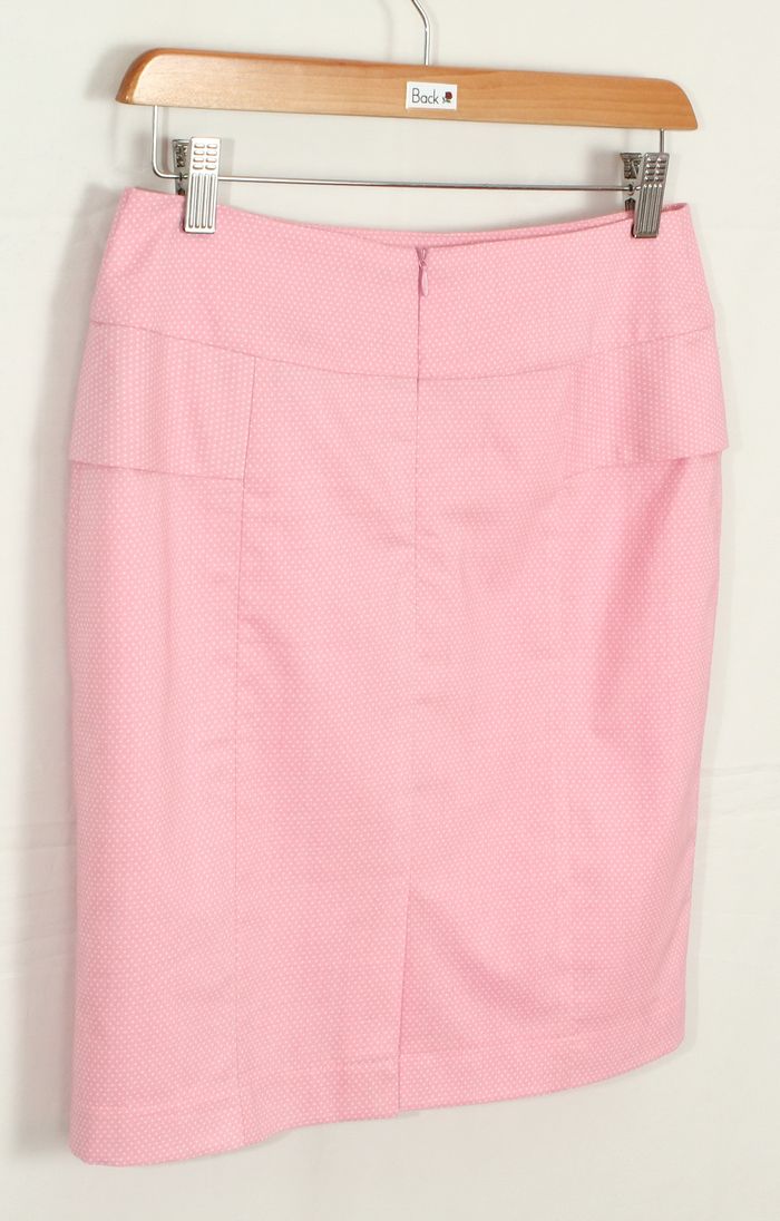 SK-214 กระโปรงแฟชั่น&ทำงาน ทรงสอบ ผ้าคอตต้อนญี่ปุ่นลายจุดสีชมพู