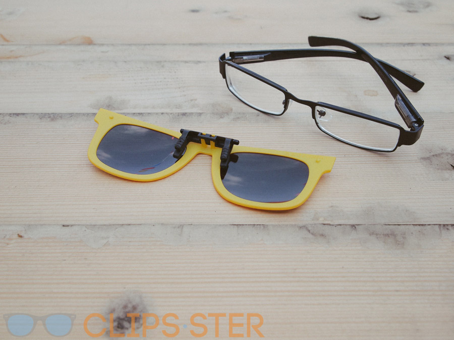 คลิปออนกันแดด Clipsster รุ่น Wayster กรอบเหลืองเลนส์เขียวปรอท
