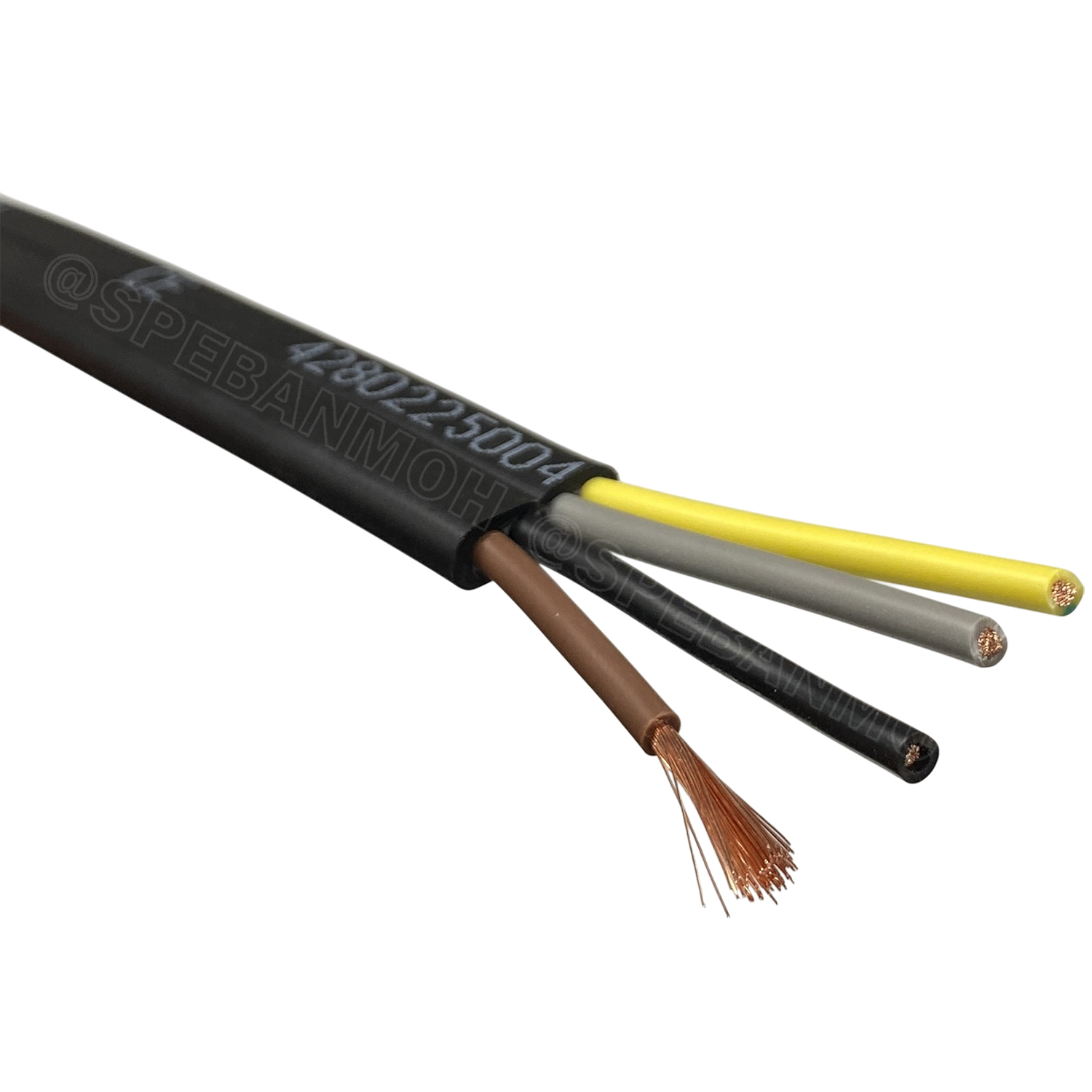 [ 1 เมตร ] H07VVH6-F 4Gx2.5 sq.mm สายไฟแบน สีดำ Crane Wire 4C สายเคลื่อนที่ สำหรับเครน สายลำเลียง Moving Cable Flat Cable ป้องกันการบิดเกลียว ทองแดงแดงแท้ VDE 0295 IEC 60228 Class 5 H07 450/750V Cable For Mobile Machine Components