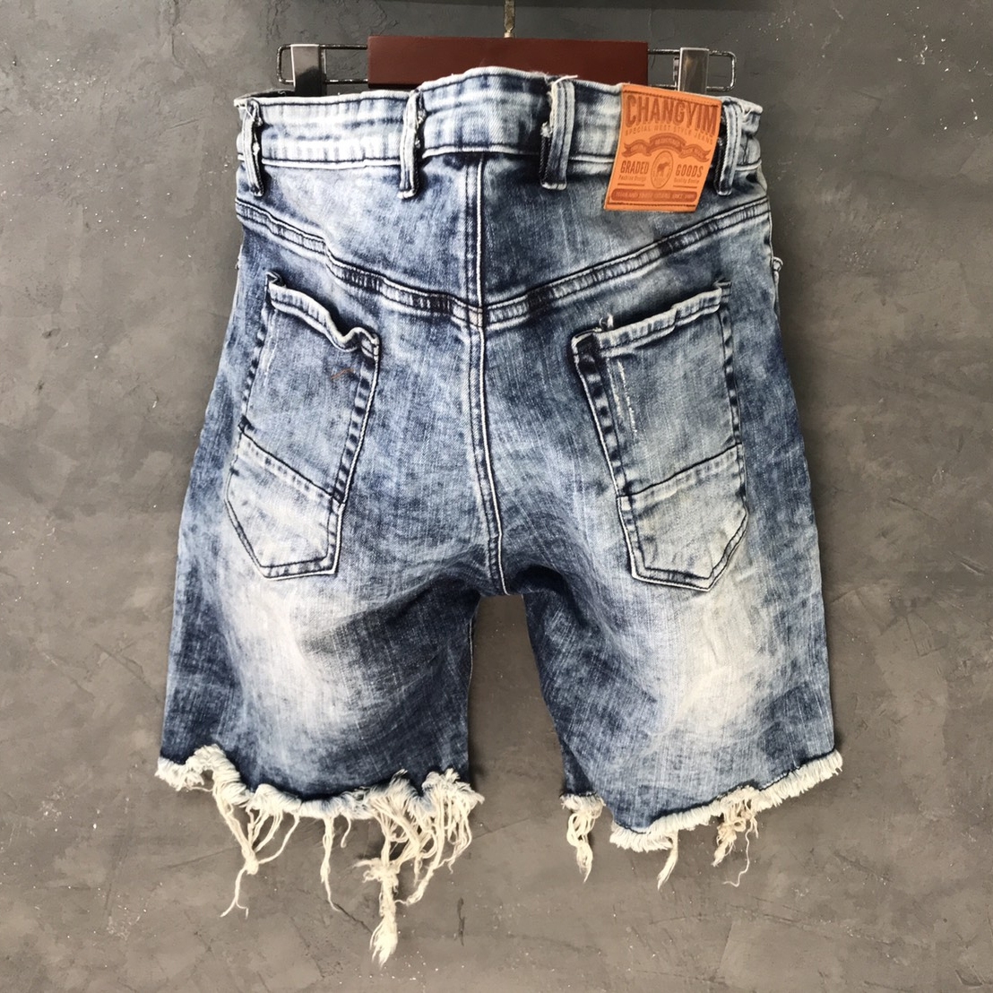 กางเกงยีนส์ขาสั้นผ้ายืด ผู้ชาย สกิดขาด #JS-632 ไซต์ใหญ่ 40-50"