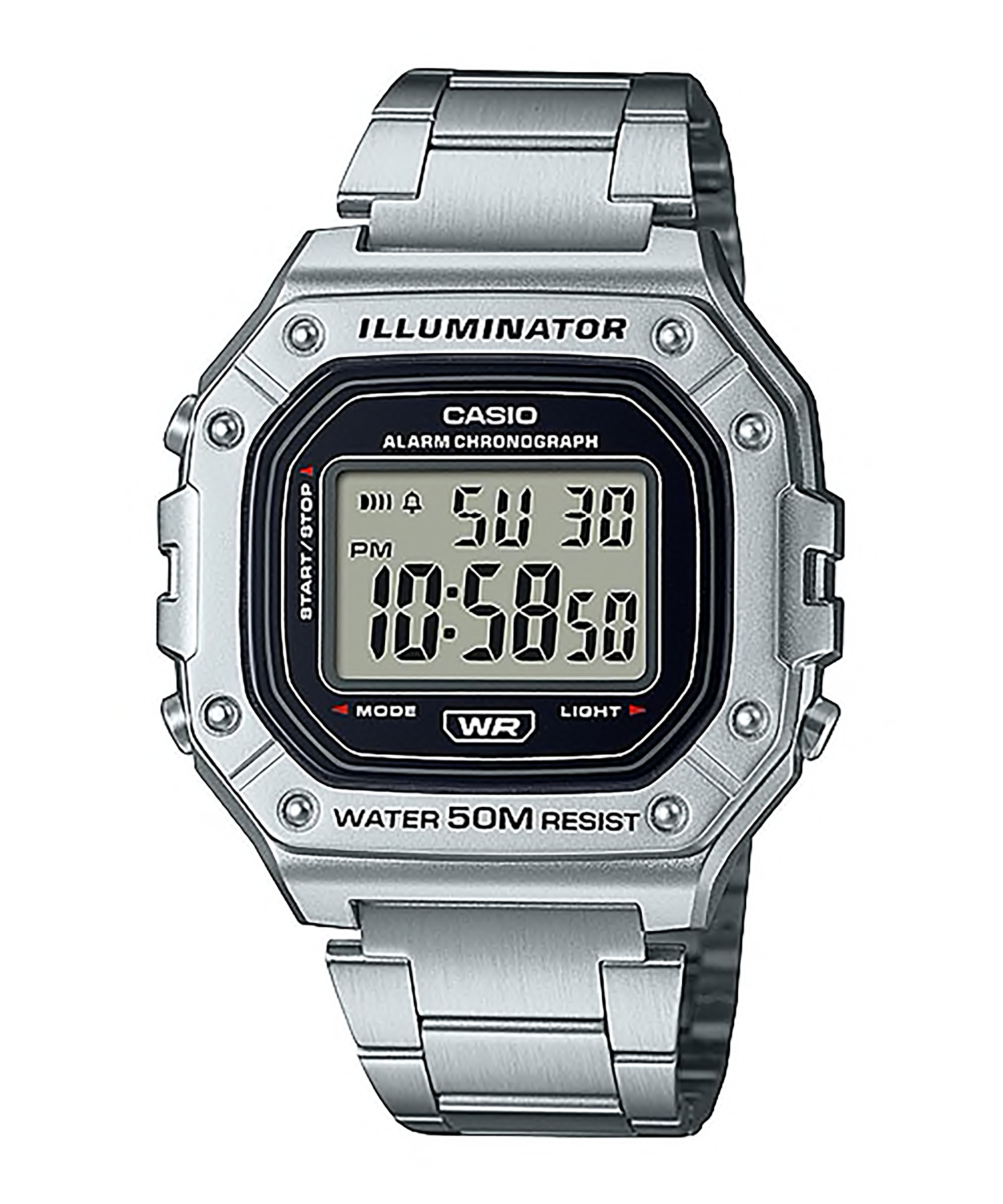 CASIO Standard รุ่น W-218HD-1AVDF สายเหล็ก สีเงิน สินค้าใหม่ ของแท้ รับประกันศูนย์ CMG