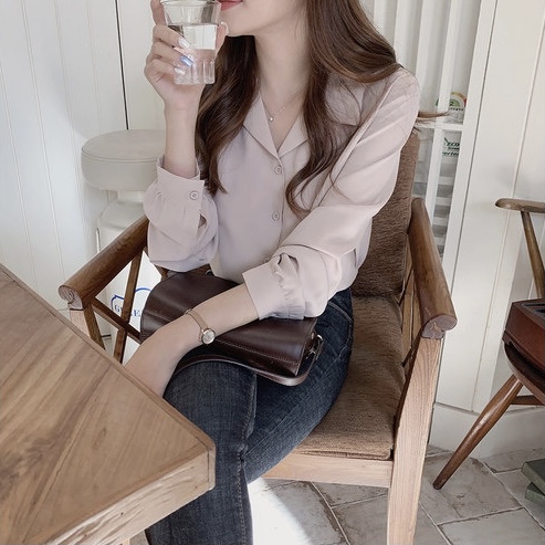 Basic Chiffon blouse เสื้อเบาส์แขน 5 ส่วน ผ้าชีฟอง