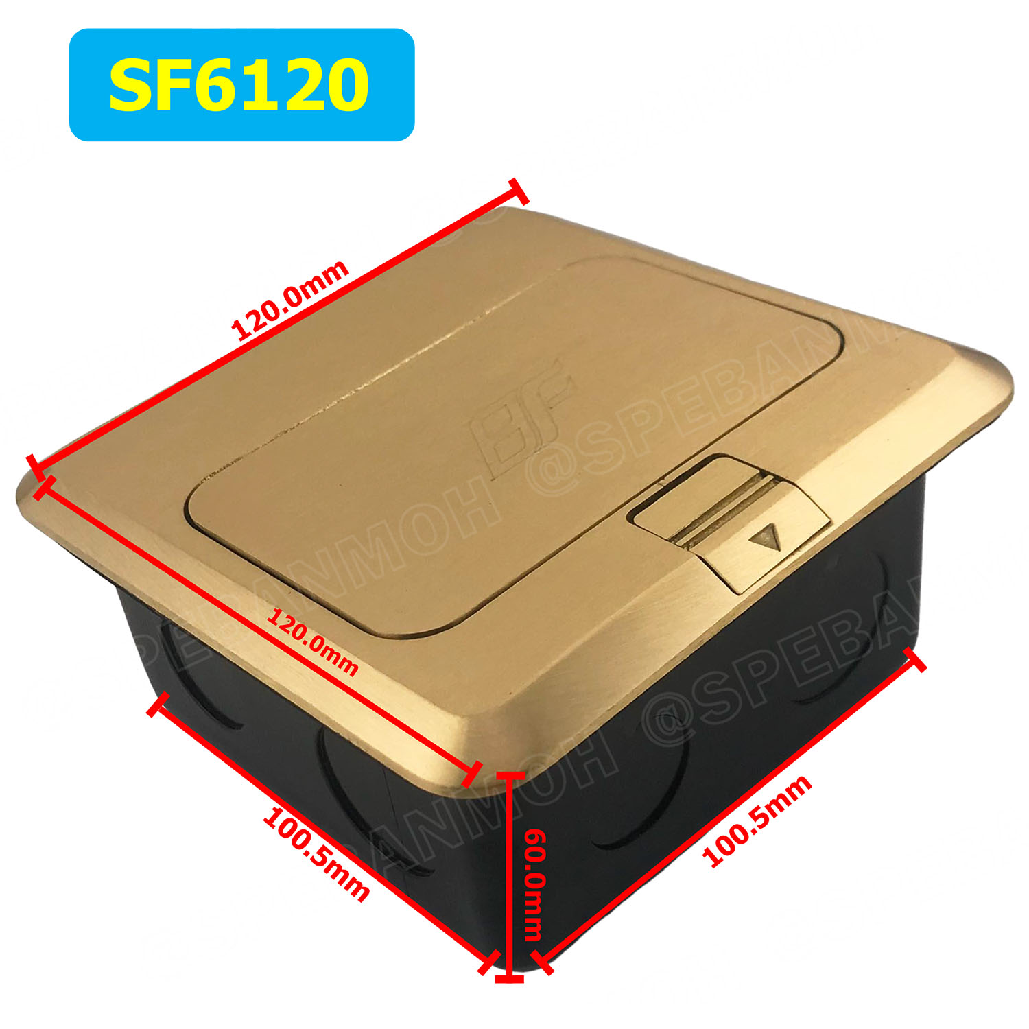 [ 1ชิ้น ] SF6120-Gold เต้ารับฝังพื้น AC Pop-up สีทอง Gold 10A 250VAC POP-UP Floor Outlet POPUP เต้ารับฝังพื้น 2 ช่อง ชุดเต้ารับฝังพื้น 3ขา 2ช่อง BF ชุดเต้ารับ เจาะพื้น เต้ารับฝังโต๊ะ TABLE SOCKETS เต้ารับแบบใช้เท้าเปิด