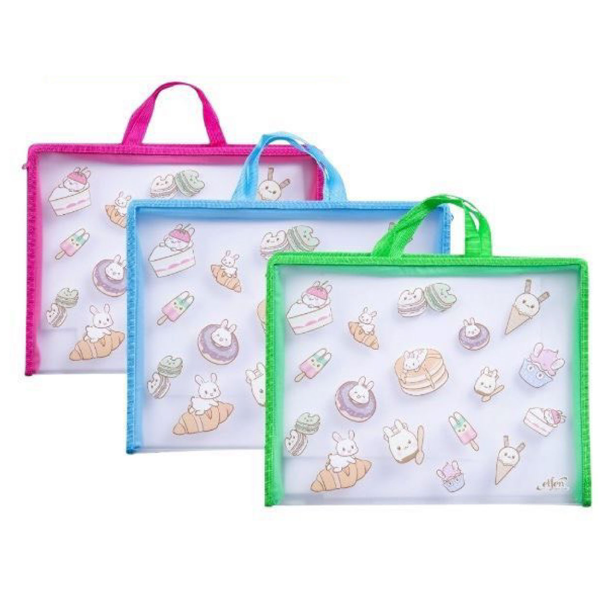 แฟ้มกระเป๋าหูหิ้ว มีซิปรอบ Elfen เอลเฟ่น ขนาด FC ลายการ์ตูน