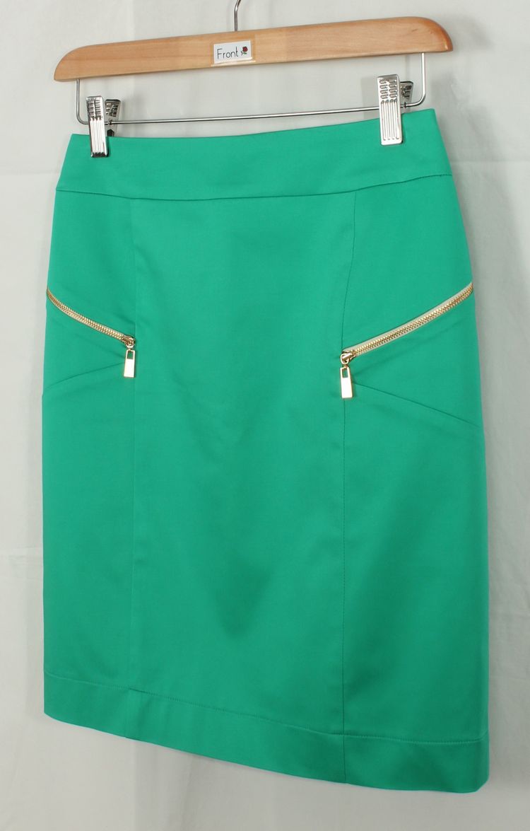 SK-118 กระโปรงแฟชั่น&ทำงาน ทรงสอบ ผ้าคอตต้อนญี่ปุ่นผสมสเปนเดกสีเขียวมิ้นท์