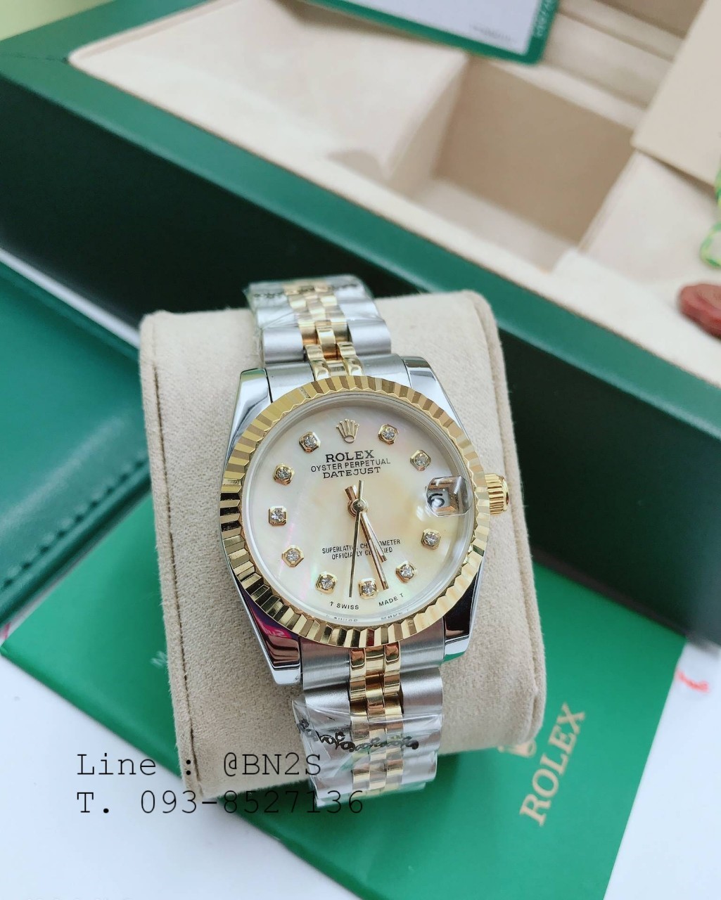 ROLEX DATEJUST Watch ตัวเรือนเงิน หน้าปัดขาว ขอบทอง 31 มม. มาพร้อมกล่องครบชุดตามรูป