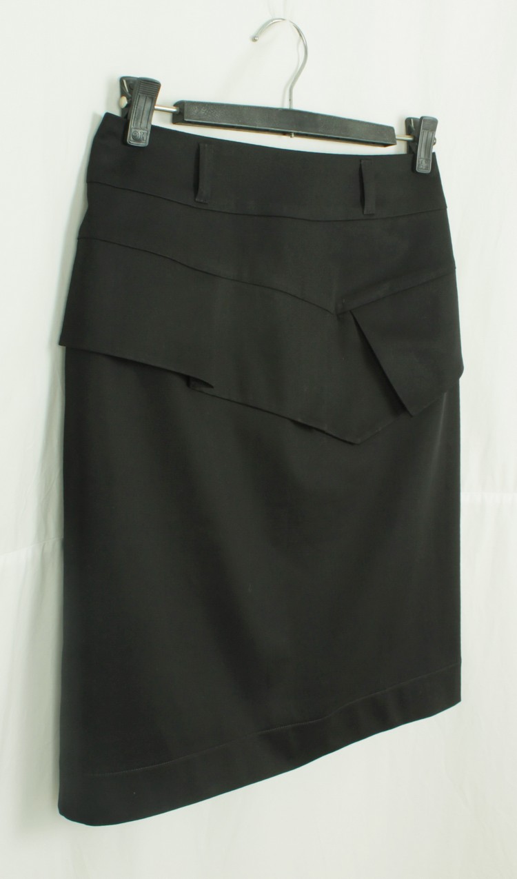 SK-163 กระโปรงแฟชั่น&ทำงาน ทรงสอบจับจีบทวิชซ้อนกัน ผ้าคอตต้อนญี่ปุ่นสีดำ