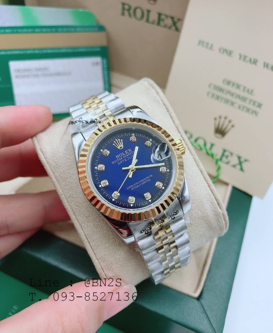 ROLEX DATEJUST Watch ตัวเรือนเงิน หน้าปัดแดง ขอบทอง 31 มม. มาพร้อมกล่องครบชุดตามรูป