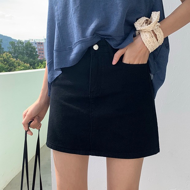 BASIC Denim mini skirt กระโปรงยีนส์สั้น