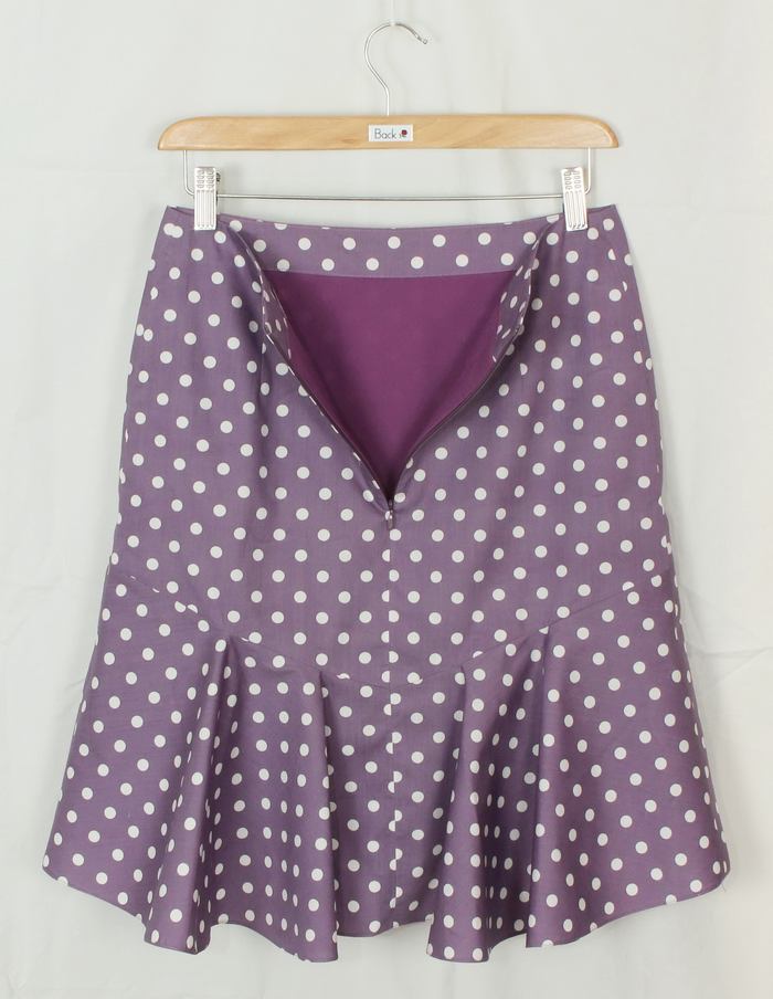 SK-200 กระโปรงแฟชั่น&ทำงาน ทรงย้วย ผ้าคอตต้อนญี่ปุ่นสีม่วง Polka Dot Purple
