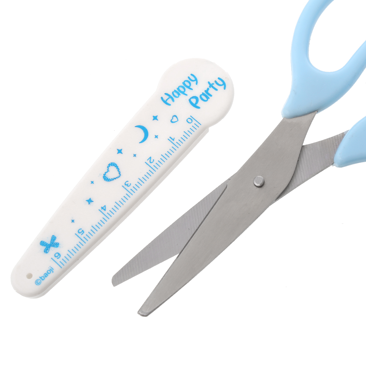 กรรไกรสแตนเลส baoji ขนาด 14.6cm x5.8cm (5 6/8" x2 2/8") ด้ามสีฟ้า 1 เล่ม