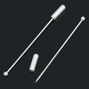 เข็มกลัดแบบแท่งหัวบอล วัสดุทองแดง สีเงิน