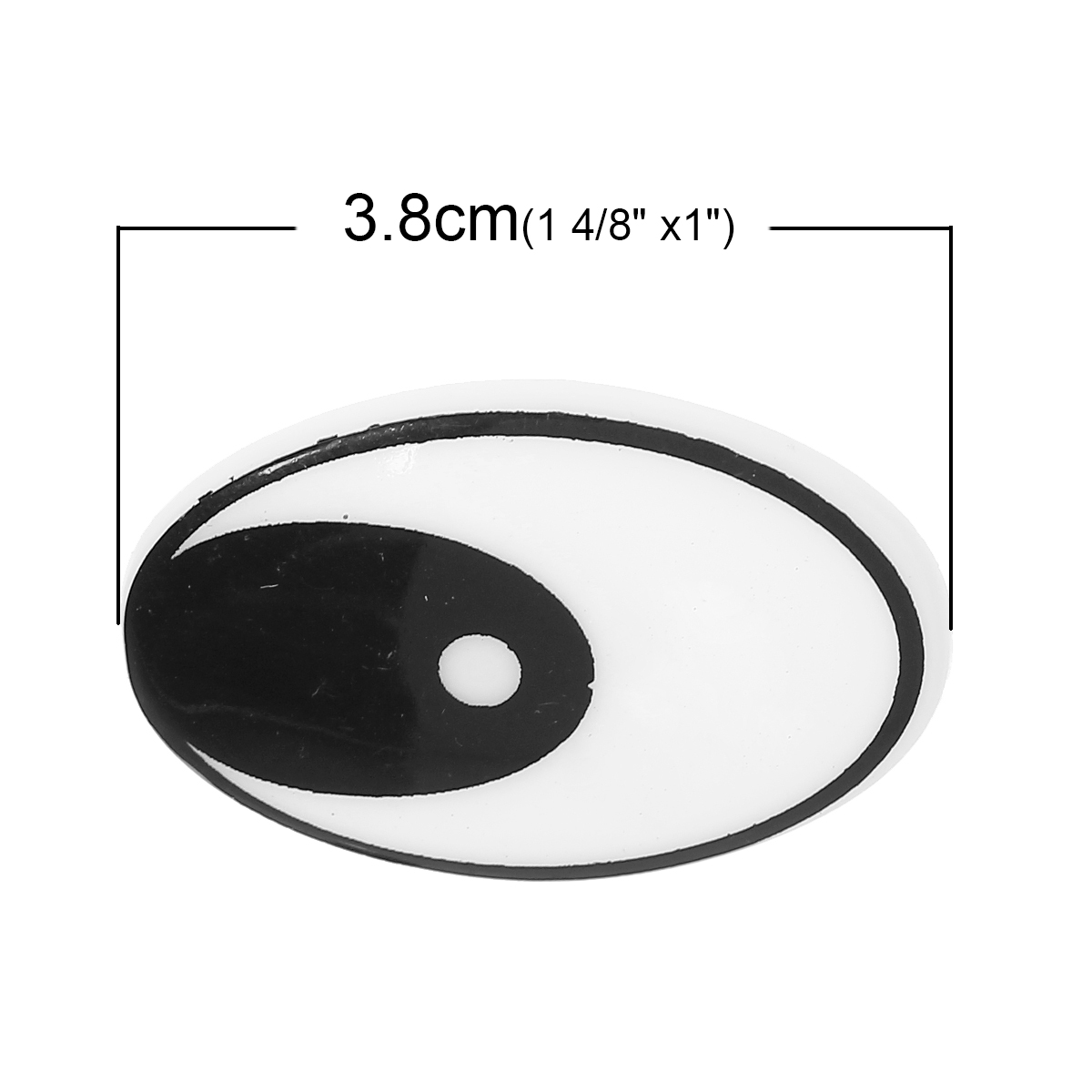 ลูกตาก้านเสียบพลาสติกสีขาวดำ วงรีขนาด 25x38 mm พร้อมแป้นล็อค จำนวน 10 เซต