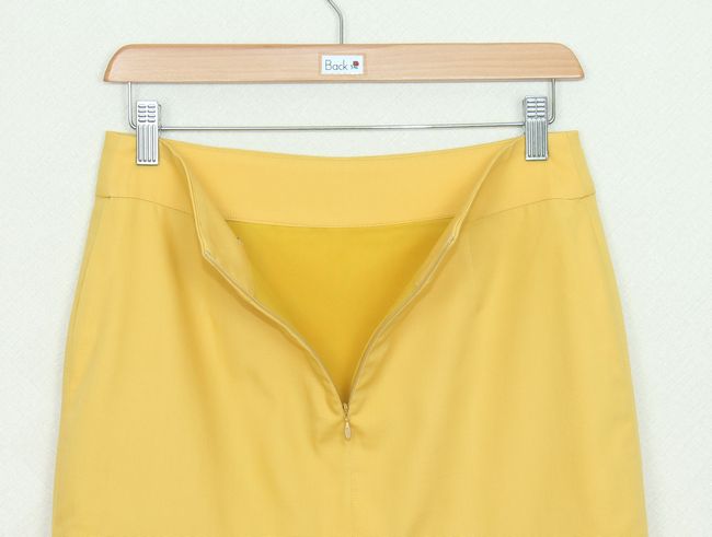 SK-282 กระโปรงแฟชั่น&ทำงาน ทรงสอบ ผ้าคอตต้อนญี่ปุ่นสีเหลือง ชายกระโปรงจับจีบรอบตัว