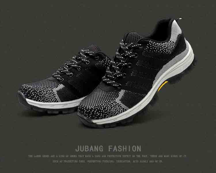JUBANG รองเท้าเซฟตี้ผ้าใบ หัวเหล็ก ระบายอากาศดี พื้นยางกันลื่น หัวเหล็ก พื้นเสริมแผ่นเหล็ก