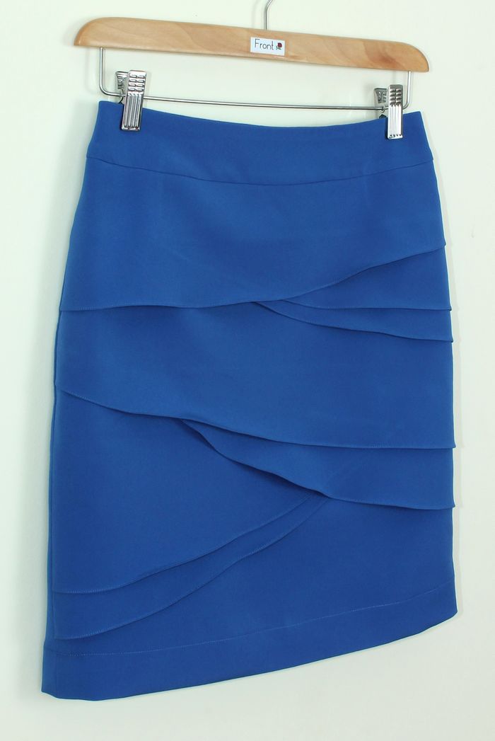 กระโปรงแฟชั่น&ทำงาน ทรงสอบ ผ้าไหมอิตาลีสีฟ้าน้ำทะเล / SK-255