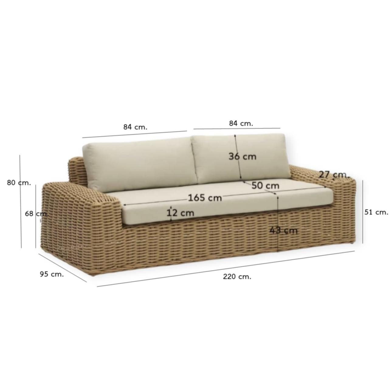 Rattan Minimal Sofa set (สำหรับ 3-4 ที่นั่ง)
