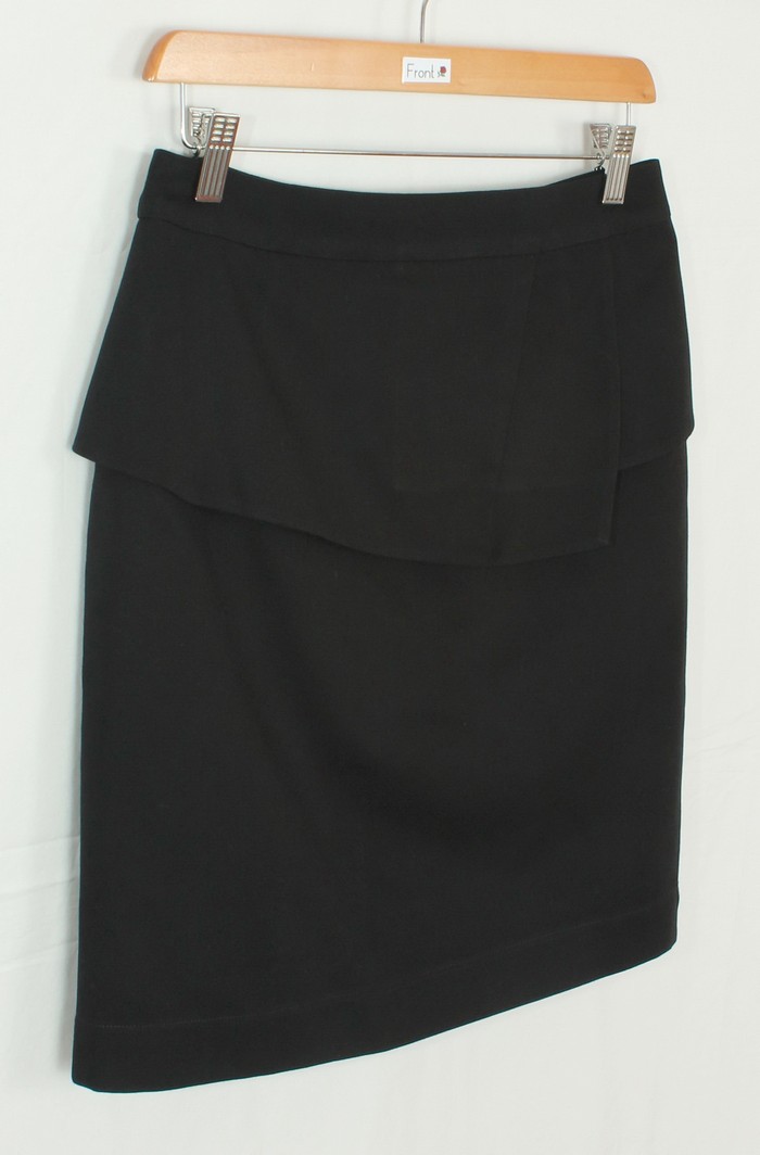 SK-115 กระโปรงแฟชั่น&ทำงาน ทรงสอบ ผ้าคอตตอนญี่ปุ่นสีดำ แต่งระบายด้านหน้ากระโปรง