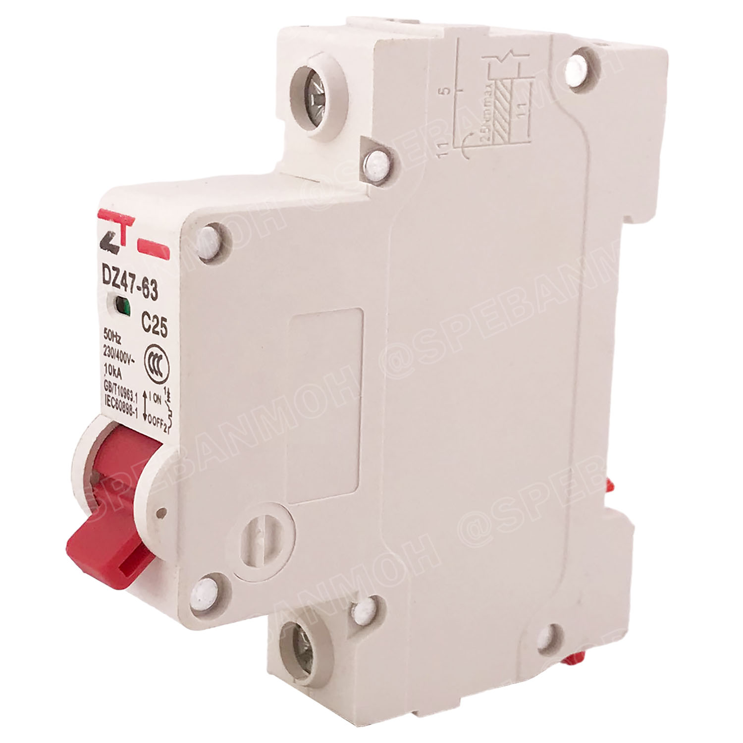 DZ47-63-1P 25A เบรกเกอร์ ลูกย่อย ยึดรางปีกนก 1P 25A AC Circuit Breaker เบรกเกอร์ตัดไฟเกิน 1โพล 25แอมป์ คัดเอาท์ ป้องกันกระแสเกิน Overload ป้องกันการลัดวงจร Short circuit เบรกเกอร์ตัดไฟ เบรกเกอร์ลูกย่อย Ac Circuit Breaker ไฟบ้าน 230V/400V AC มินิเซอกิตเบรก