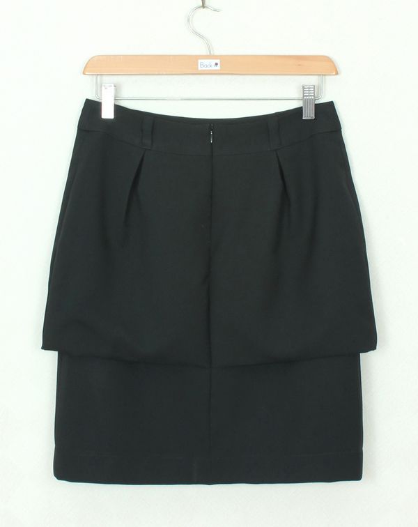 SK-349 กระโปรงแฟชั่น&ทำงาน ทรงสอบ ผ้าสลาฟญี่ปุ่นสีดำ ตัวกระโปรงซ้อนกัน 2 ชั้น