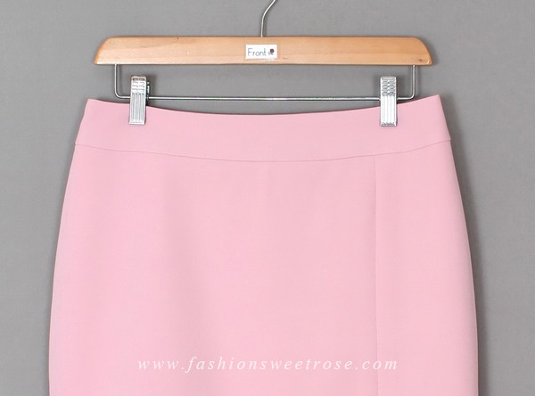 SK-446 กระโปรงแฟชั่น&ทำงาน ทรงสอบ ผ้า Double Twist สีชมพู