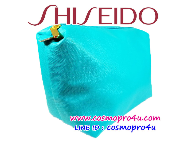 กระเป๋าชิเซโด้ SHISEIDO 2 in 1 สีเขียวฟ้า (มิ้นต์) และ กระเป๋าถือสีใสแต่งกุ้นขอบและหูหิ้วเข้าชุดกัน แยกเป็น2ใบได้ เก๋ไก๋ กันน้ำ