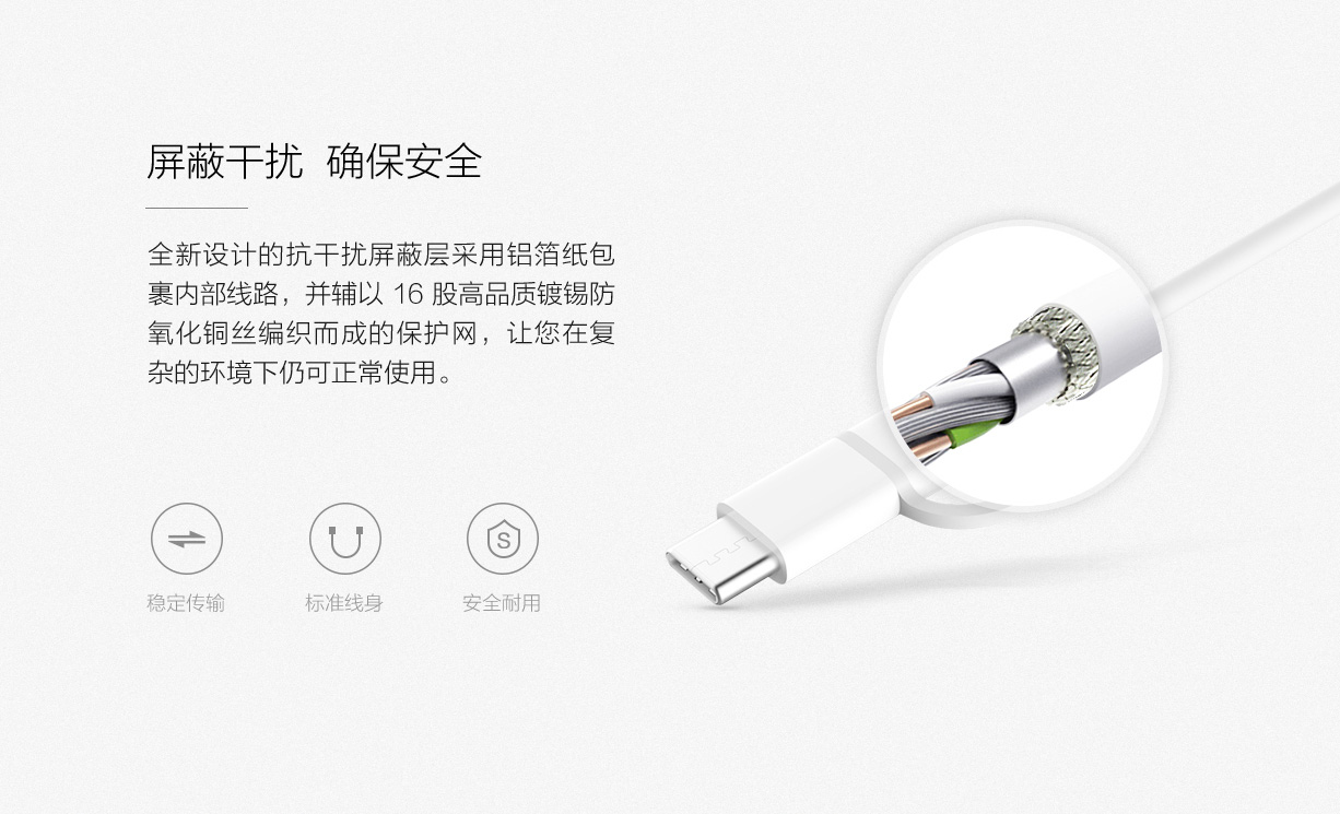 Xiaomi Mi 2-in-1 USB Cable Micro USB to Type C (100CM) - White ประกันศูนย์ไทย