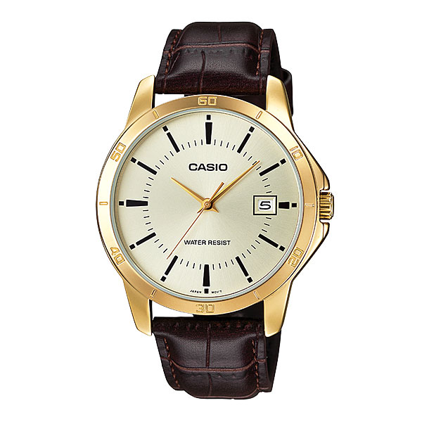 CASIO Standard รุ่น MTP-V004GL-9AUDF สีน้ำตาล มีวันที่ สินค้าของเเท้