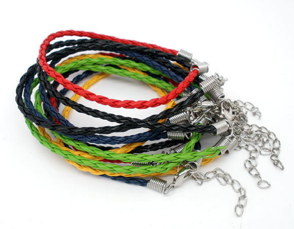 เชือกข้อมือสำเร็จสำหรับร้อยลูกปัด 20ซม.พร้อมก้ามปู 5 เส้นคละสี