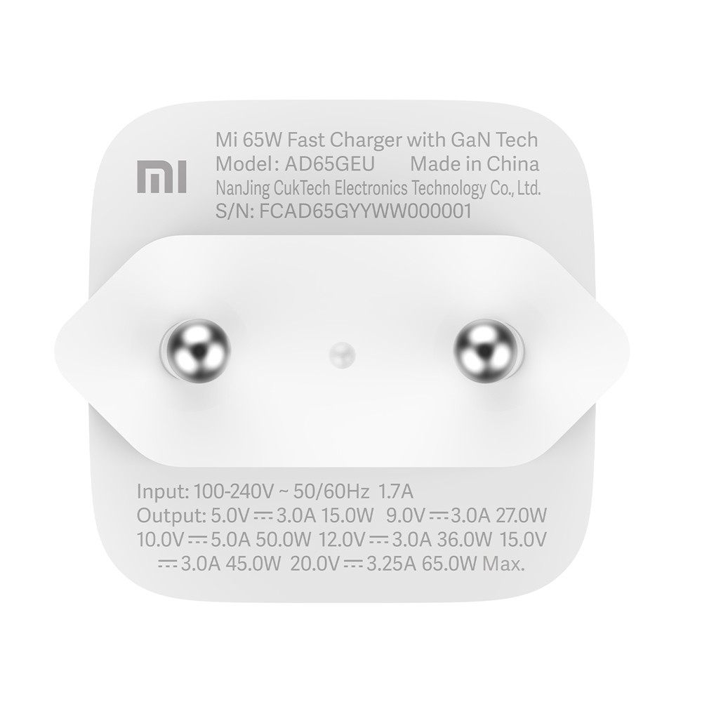 Xiaomi Mi 65W Fast Charger white GaN Tech อแดปเตอร์ชาร์จแบบพกพา ประกันศูนย์ 6 เดือน