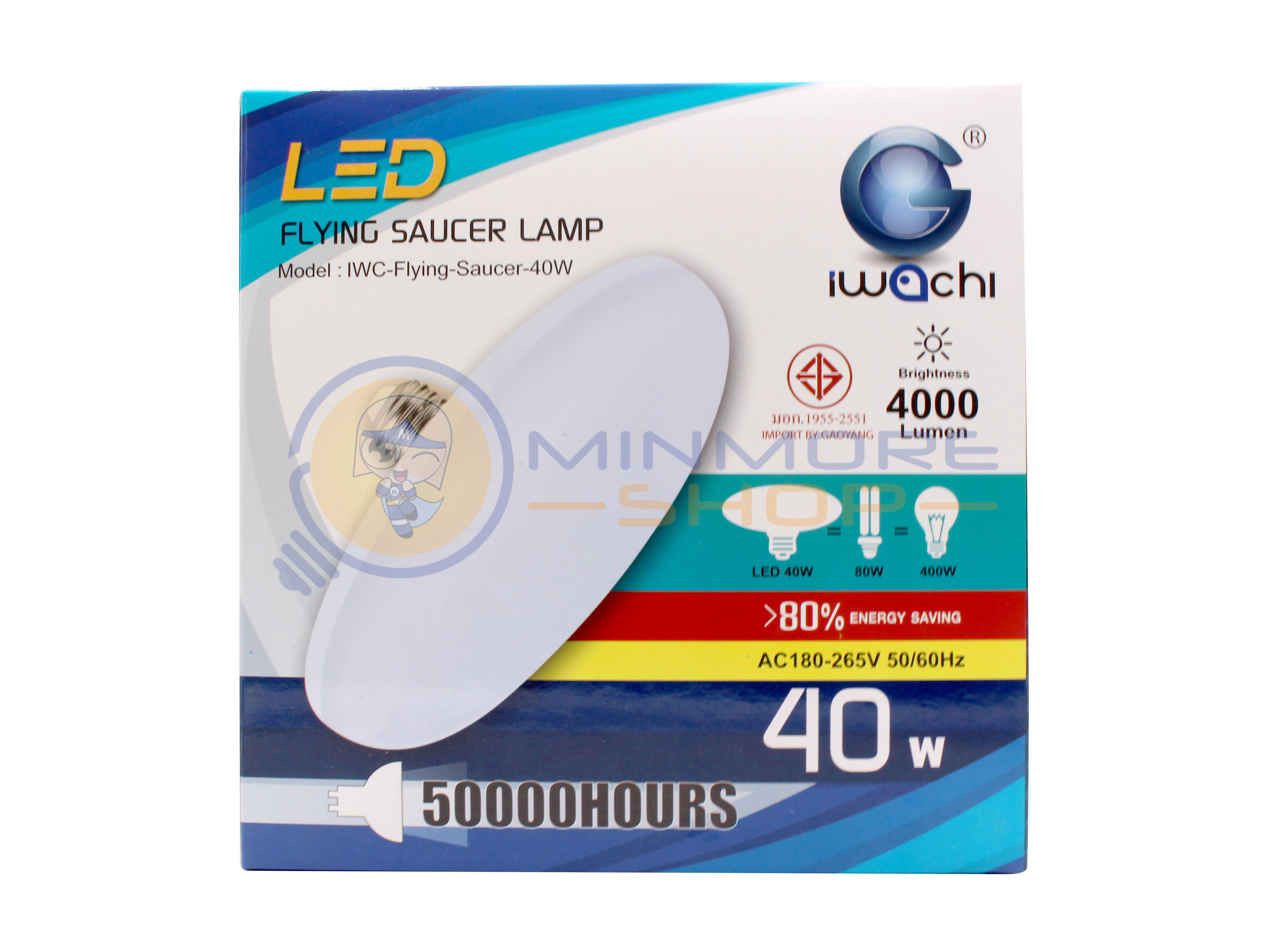 โคมไฟ LED ทรงจานบิน 40W IWACHI ขั้ว E27