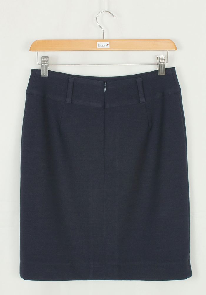 SK-207 กระโปรงแฟชั่น&ทำงาน ทรงสอบแบบผ่าหน้า ผ้าคอตตอนญี่ปุ่นผสมสเปนเดก สีน้ำเงิน