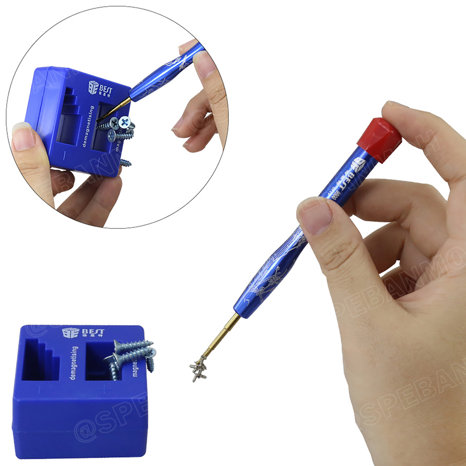 BST-016 อุปกรณ์เพิ่มแรงแม่เหล็ก Magnetizer Demagnetizer Degausser Tool ทำไขควงเป็นแม่เหล็ก ไขควงดูดน็อตได้ ตัวเพิ่มแรงแม่เหล็ก Magnetizer ตัวทำให้ปลายไขควงเป็นแม่เหล็ก Tool Rushed Magnet Demagnetization For Screwdriver Tips อุปกรณ์ทำแม่เหล็กและถอดแม่เหล็ก