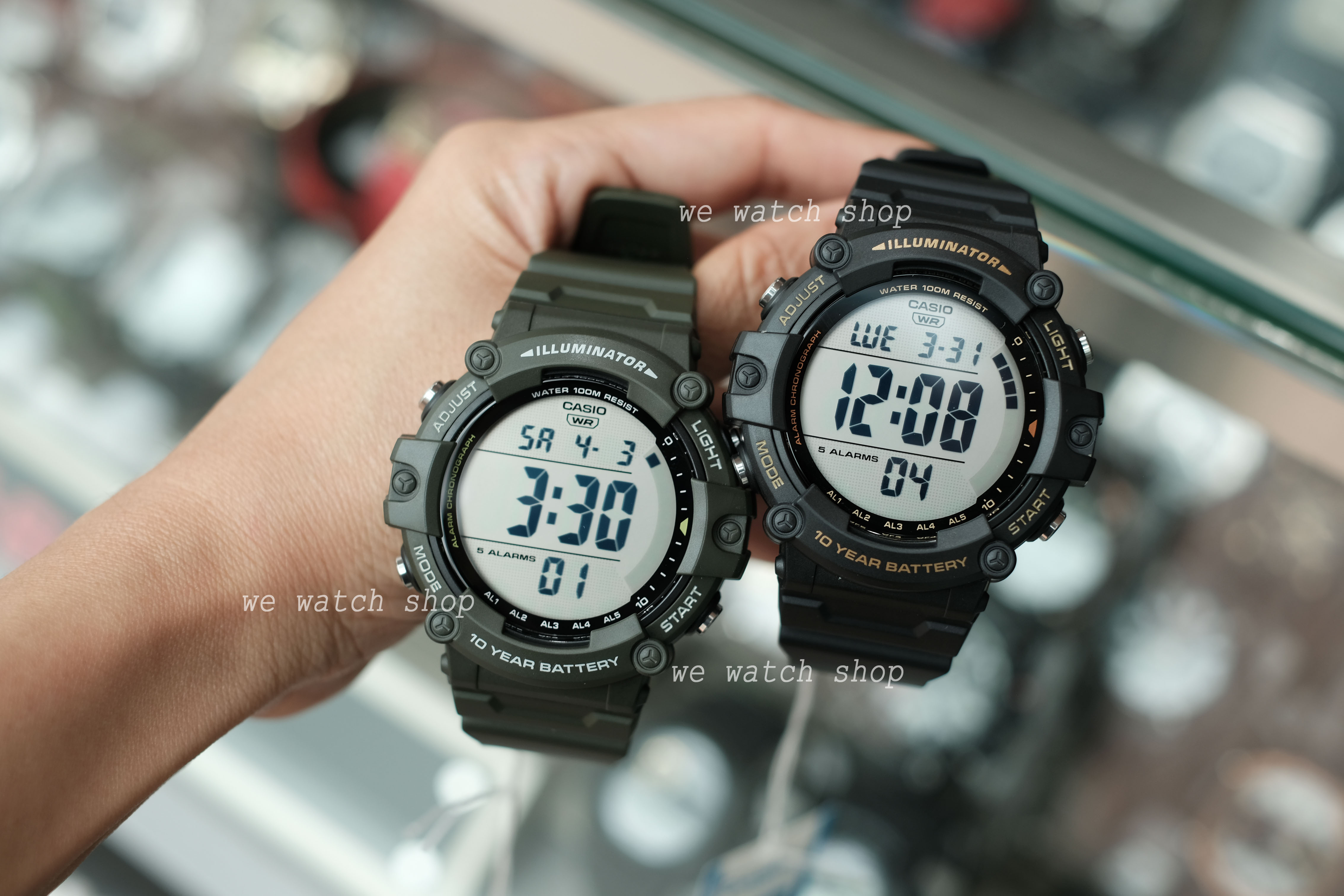 CASIO รุ่น AE-1500WHX-3AVDF สีเขียว รุ่นใหม่ 2022 จอใหญ่ ชัด สายยาวพิเศษ ของเเท้ สินค้ารับประกันศูนย์ CMG 1 ปี