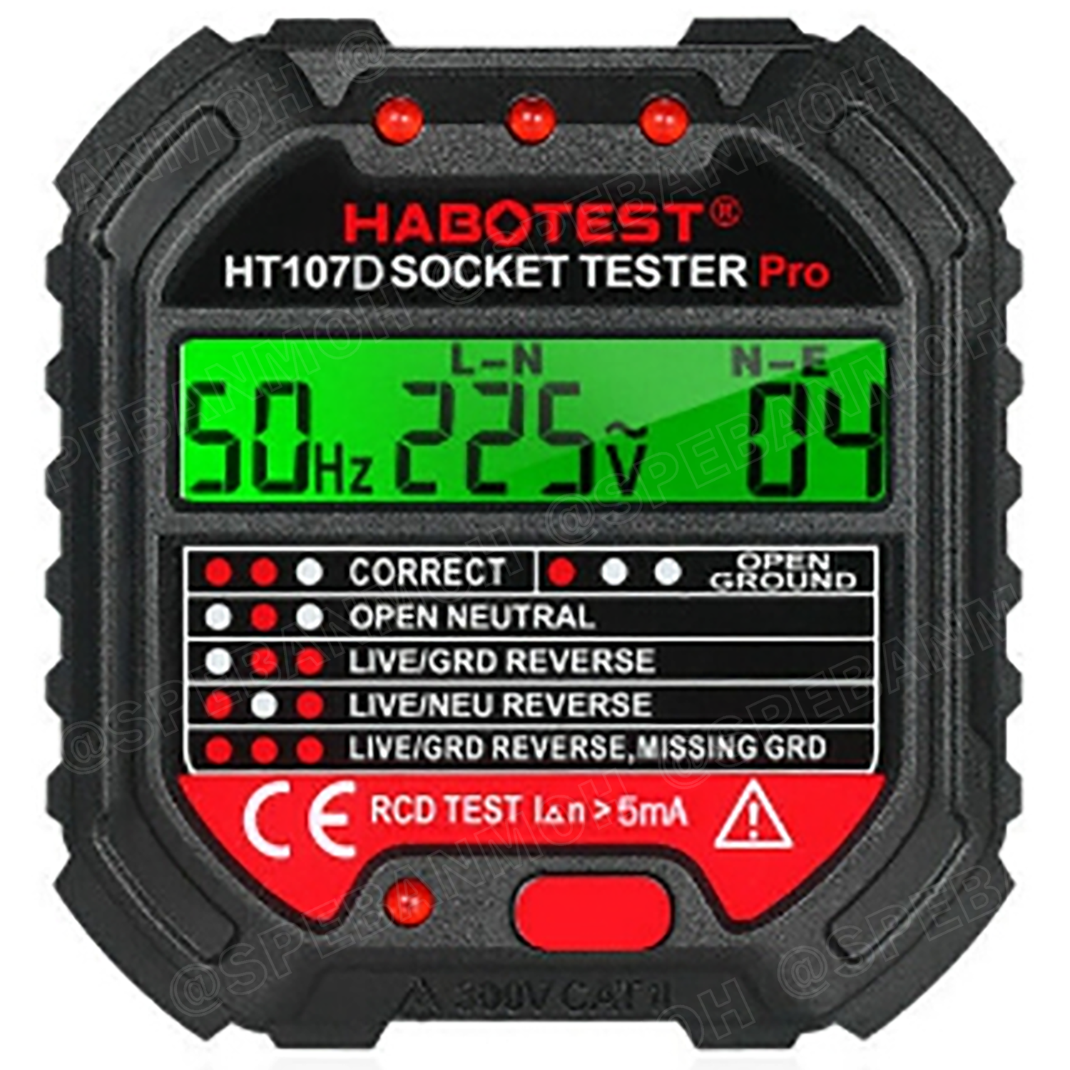 HT107B ปลั๊กเชคเต้ารับ Socket Outlet Tester อุปกรณ์เช็ตเค้ารับ LCD Digital จอแสดงผล LCD เทสเต้ารับ ระบบ GFCI / RCD TEST เครื่องเทสการต่อสาย อุปกรณ์ทดสอบไฟรั่ว Eletricaly Leak-prooftest ขาเสียบ US 2ขาแบน