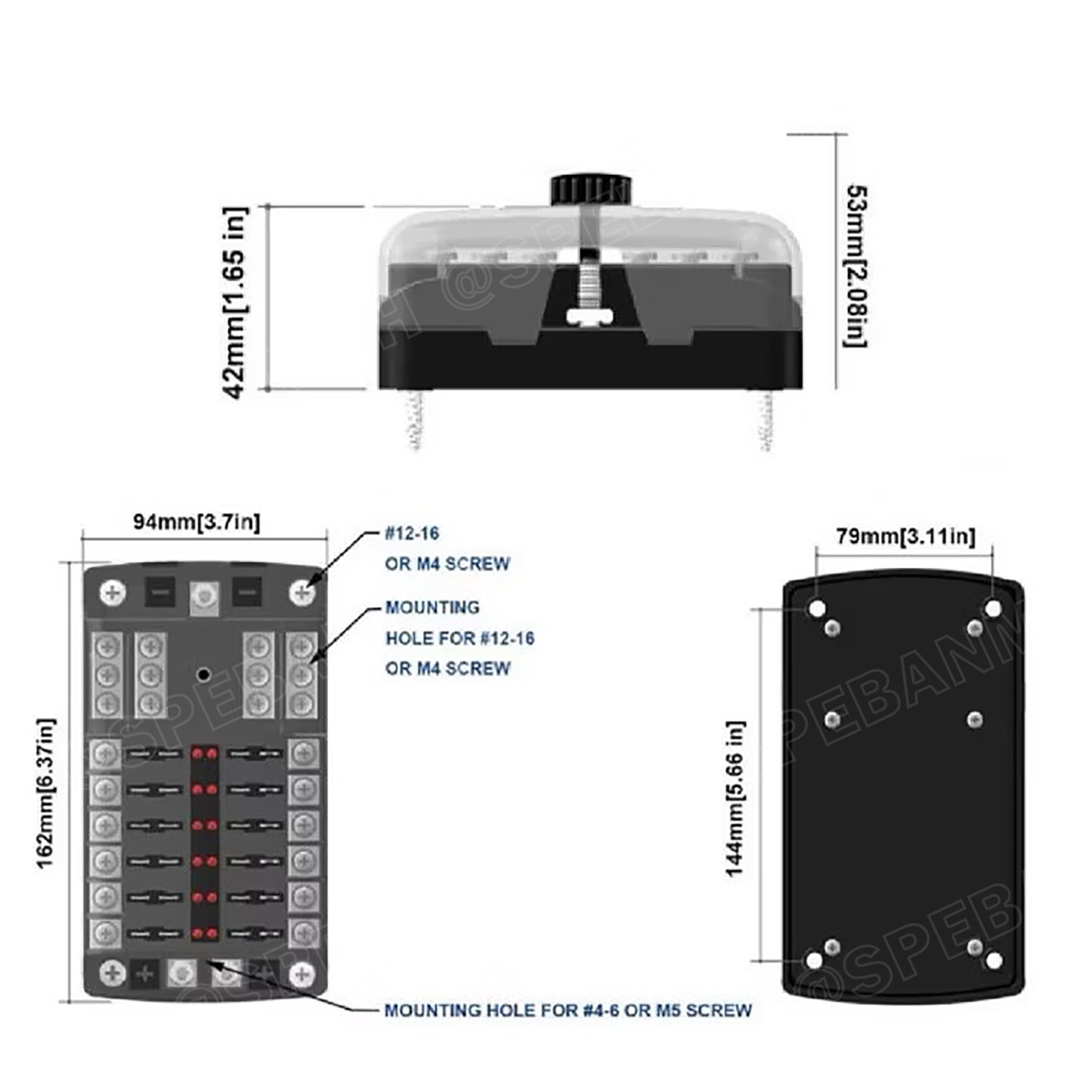 [ 1 ชิ้น ] WP-665A2 กล่องฟิวส์รถยนต์ 12 ช่อง พร้อมฝาครอบ 12 Way Fuse Block กระบอกฟิวส์รถยนต์ 12ช่อง พร้อมลูกฟิวส์ Fuse Holder + Fuse MARINE FUSEBOX ชุดฟิวส์ตัดวงจร 12V 24V DC แผงฟิวส์รถยนค์ รถบรรทุก Auto Fuse 1 In 12 Out ชุดฟิวส์ ดีซี MAX 32VDC