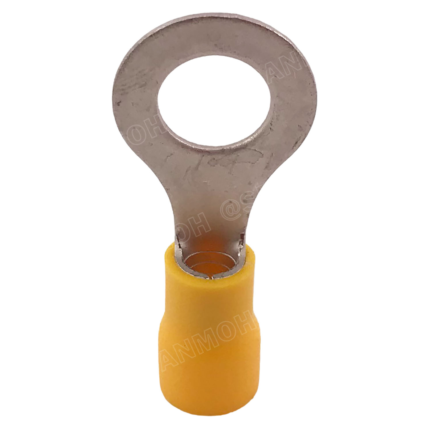 [ 100 ตัว/ถุง ] RV5.5-8 สีเหลือง Yellow สำหรับสาย 4.0-6.0 sq.mm 12-10AWG หางปลากลม หางปลาหุ้มฉนวน เทอร์มินอล หางปลาย้ำสายไฟ หางปลา หางปลากลมหุ้ม หางปลาแฉก Terminal Crimping หางปลา กลมหุ้ม หางปลาต่อสาย ขั้วต่อสายไฟ หางปลาวง หางปลา RV Spade Terminal หางปลาก