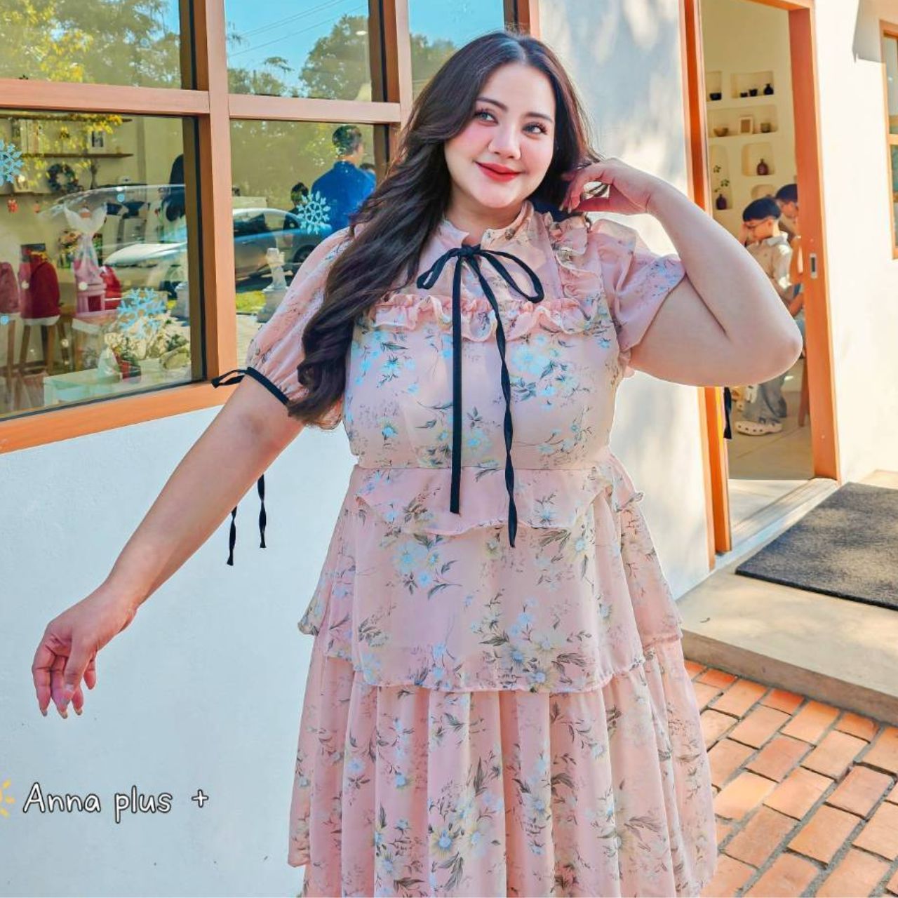 A187 แม็กซี่เดรส สาวอวบ งานกระโปรงซ้อนชั้น อกได้ถึง50นิ้ว หน้าผ้า52นิ้ว ฟ้า ชมพู เหลือง อก 40-50 นิ้ว