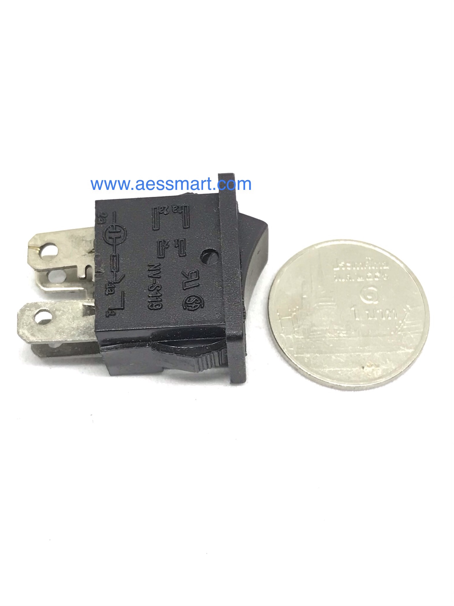 NV-S119 : สวิตซ์ Power สี่เหลี่ยมสีดำ, 4P,220V/3A