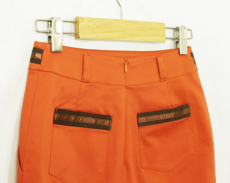 SK-142 กระโปรงแฟชั่น&ทำงาน ทรงสอบมีกระเป๋า 2 ข้าง ผ้าคอตตอนญี่ปุ่นสีส้มอิฐ