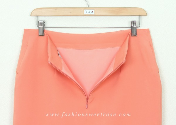 SK-326 กระโปรงแฟชั่น&ทำงาน ทรงสอบ ผ้าไหมอิตาลีสีโอรส