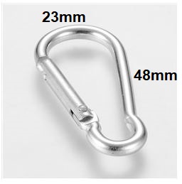 5 ชิ้น ห่วงกุญแจคาราไบเนอร์ วัสดุอลูมิเนียม+เหล็ก ขนาด 48~48.5x22.5~23x6mm มี 2 สี