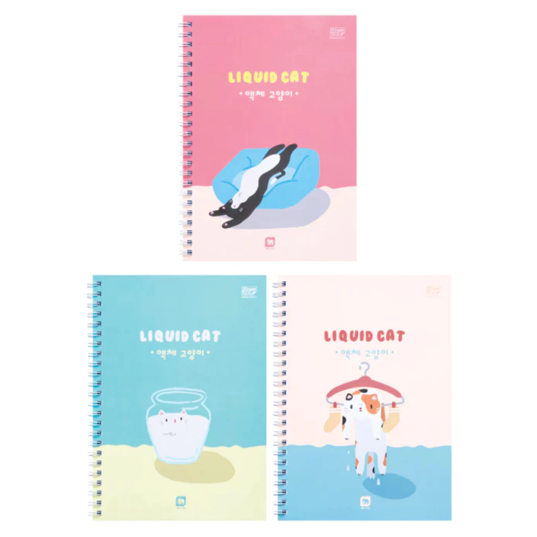 สมุดโน๊ต สมุดจดบันทึก สมุดโน้ต สมุดปกอ่อน มีเส้น ตราช้าง Elephant รุ่น W-113 ขนาด 148 x 210 มม. ลาย LIQUID CAT