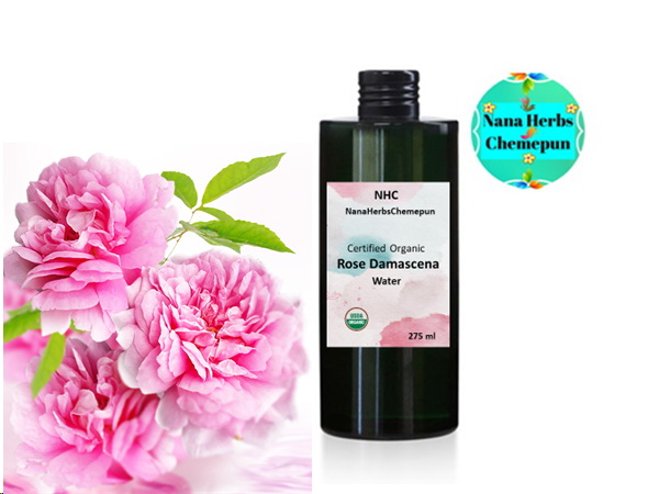 น้ำสกัดดอกกุหลาบดามัสเซน่า ออแกนิค 100% Rose Damascena Flower Hydrosols Water - Organic