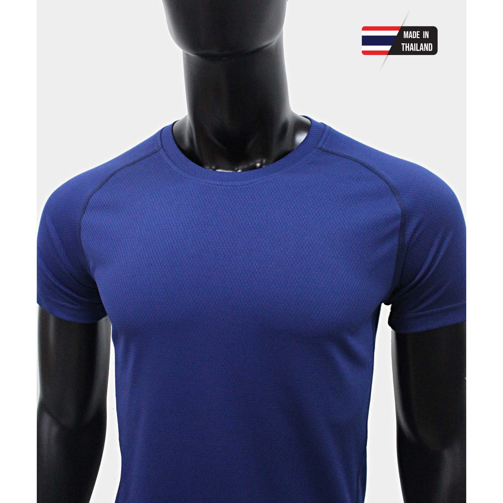 เสื้อคอกลม คอกลมไหล่สโลป ผ้าลายรังผึ้ง ไมโคร 100% สีกรม ใส่สบาย ระบายเหงื่อได้ดี