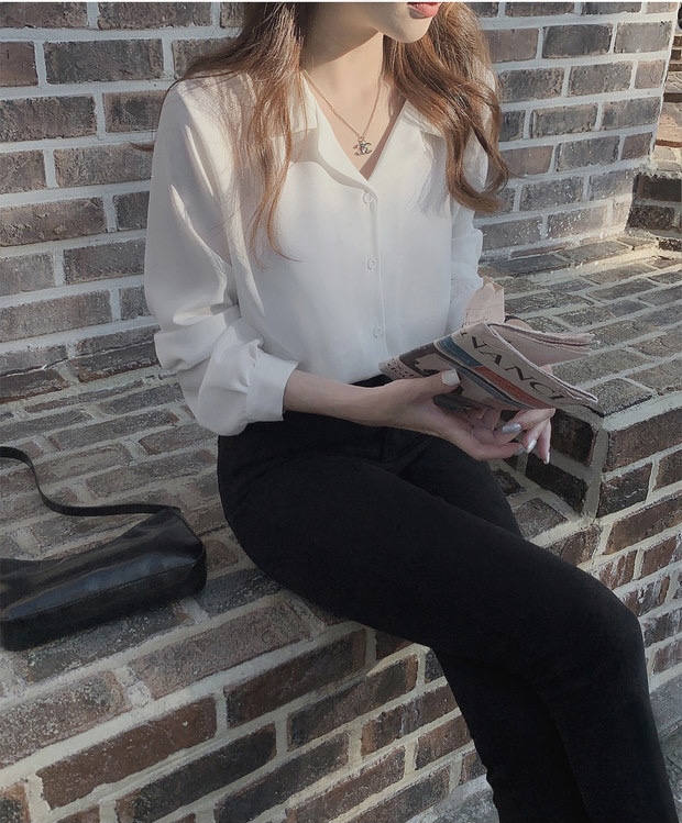 Basic Chiffon blouse เสื้อเบาส์แขน 5 ส่วน ผ้าชีฟอง