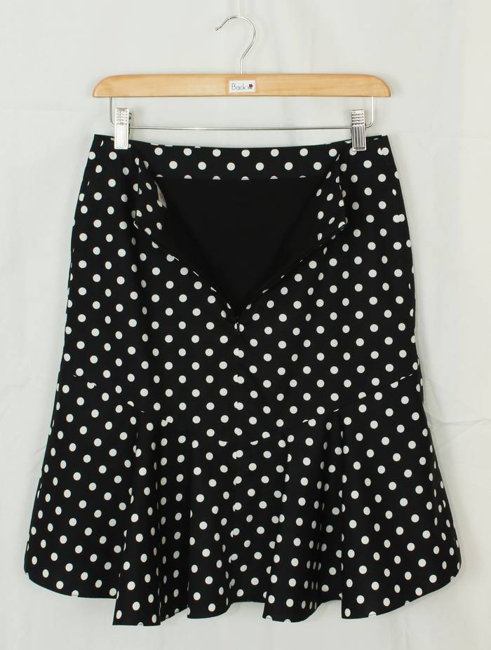 SK-198 กระโปรงแฟชั่น&ทำงาน ทรงย้วย ผ้าคอตต้อนญี่ปุ่นสีดำ Polka Dot Black